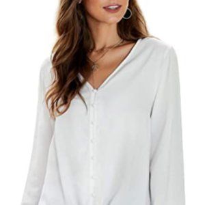 Women's long sleeve sexy lace navel white shirt